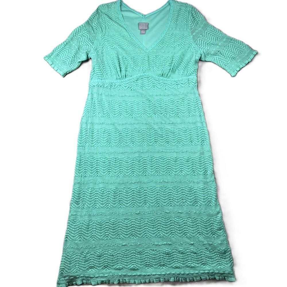 Rabbit Rabbit Rabbit Midi Dress Vintage Lace Shift Party Beach Aqua Size 16 L174